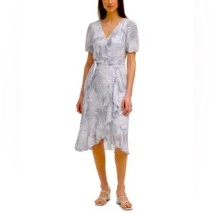 Calvin Klein Botanical-Print Wrap-Style Dress
